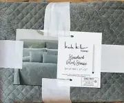 Nicole Miller Green Velvet Paisley Medallion Quilted Standard Sham Set 2 Pillow