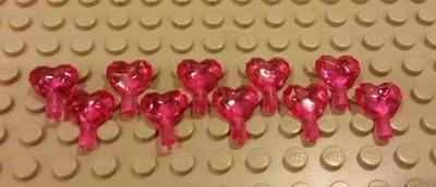 Lego NEW Friends Set/10 Trans Pink Heart Jewels - Princess Girl Gem Crystal