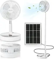 BoloShine Folding Floor Fan, Mini Telescopic Fan, USB Rechargeable Fan, Solar Table Fan, 3 Speeds, Quiet Height Adjustable Floor Fan for Camping, Office, Room