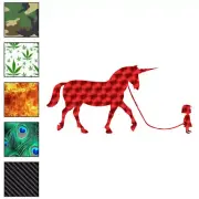 Little Girl Pet Unicorn, Vinyl Decal Sticker, 40 Patterns & 3 Sizes, #7572