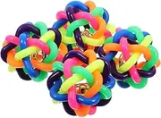 4 Pack Small Puppy Chewing Balls Bell Colorful Woven 5cm Interactive Toys for Medium Dogs' Play