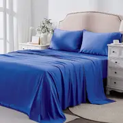 Queen Bed Sheet Set 2000TC Bedding Sheets Pillowcases, Breathable, Wrinkle Fade Stain Resistant, Deep Pocket, Flat Fitted, Royal Blue Queen