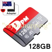 DPM 128GB GREY/RED Micro SD TF Card, A1 XC MicroSD Adapter Memory Storage
