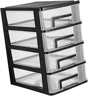 PRETYZOOM Space-saving Plastic Drawer Storage Box 4-tier Storage Cabinet Desktop Organizer Cosmetics Sundries Holder for Home