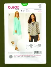 Misses Pullover Tops Sewing Pattern, Collar Variations (Sizes 10-20) Burda 6633