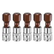 5pcs H10 Hex Bit Socket 1/4" Square Drive Metric Extension Impact Bit, Red