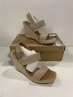 Steve Madden Uri Tan Suede Fashion Open Toe Casual Espadrille Wedge Sandals