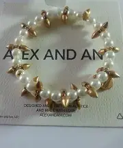 Alex and Ani Faux PEARL SPIKED Bangle Bracelet Gold New/Tags BOX LTD ED Wrap