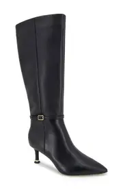 Kenneth Cole Utah Pointed Toe Knee High Boot in Black Leather at Nordstrom, Size 8