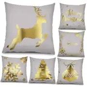 6 Pcs Christmas Pillow Covers Cushion Covers Decoration Christmas Gray, Gold