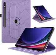Tablet Cover Compatible With Samsung Galaxy Tab S9 Ultra 14.6 Inch 2023 (SM-X910/X916B/X918U) Tablet Case 360 Degree Rotating Stand Foldable Tablet Case Tree Of Life Embossed Shell Tablet Home(Purple)