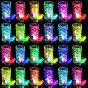 Cowboy Boot Shot Glass 24 Set Light up Plastic Shot Glasses 1.5 Oz Flashing Cups