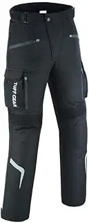 Tuff Gear Textile Motorcycle Pants – 100% Waterproof Motorbike Riding Pants for Men with Ce Level 2 Approved Knee Armours, Abrasion Resistant, Reflective Piping
