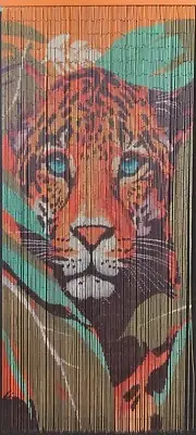 Tiger Bamboo Door Curtain Hand Painted 125 Strings