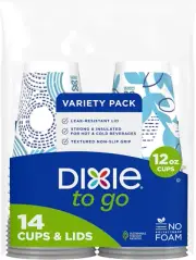 Dixie To Go Medium Paper Coffee Cups With Lids, 12 Oz, 14 Count, Disposable Cups