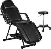 Versatile Multi-Functional Beauty Bed: MAX 185CM Portable 3 Folding Massage Table with Chair for Salon and Home Therapy Sessions (Black)