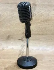 Vintage Style Dynamic Microphone with Stand – Retro Metal Grill Mic...
