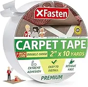 XFasten Double Sided Carpet Tape 2 Inch x 10 Yards 1" Core Residue-Free for Area Rugs, Laminate Floors, Hardwood Floors - Rug Gripper