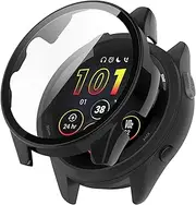 Case Cover Intended for Garmin Forerunner 165/ Forerunner 165 Music Watch Case Screen Protector, All-Around Protective Case Hard PC Bumper for Forerunner 165/165 Music Accessories (Black)