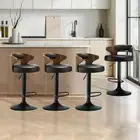 Oikiture Bar Stool Set of 4 Home Kitchen Barstools with PU Leather Seat and G...