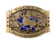 US Army 9th Cavalry Brass Belt Buckle, We Can We Will Unit Crest DUI Insignia