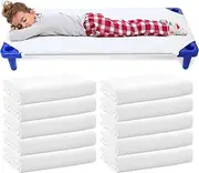 10 Pcs Nursery Cot Sheets, Standard Size Toddler Cot Sheet, 23" x 51" Preschool Kids Nap Cot Sheets, Breathable Microfiber Soft Fitted Sheet Cover for Children Boys and Girls Rest, White