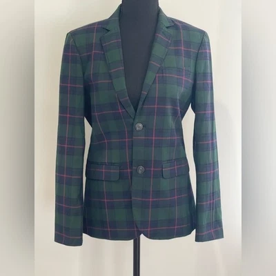 New Crewcuts 14 "Ludlow" Green Plaid Blazer w Shoulder Pads 207