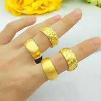 在飛比找樂天市場購物網優惠-升級版男士戒指鍍金久不變色金戒指男黃金色越南沙金戒指