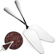 FONDOTIN 2Pcs Stainless Steel Cake Servers Wedding Party Supply Comfortable Grip Serrated Edge for Easy Cake and Pizza Serving