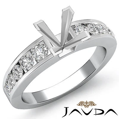 Princess Semi Mount Channel Setting Diamond Engagement Ring Platinum 950 0.7Ctw