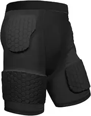 [Diamemon] Men's Football Girdle Padded Compression Shorts - 5-Pad Integrated Hip, Thigh Protective Gear for Soccer, Baseball, Lacrosse, Paintball, Snowboard