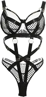 [Zylphorix] Women Strappy Push Up Set Bra Panty Support Garter Lingerie Fishnet Babydoll Bodysuit Underwire