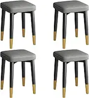 Square Stack Bar Stool Set of 4 with X Shape Connection & Anti Slip Foot Pads Metal Stack Stool with Padded Seat Backless Stackable Short Stools for Dining/Home Room Assorted Colors