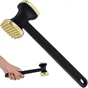 Kandishiex US 1/2 Pcs Steak Hammer Mallet Double-Sided Zinc Alloy Meat Tenderizer Food-Grade Meat Pounder Maximizes Food Flavor Meat Hammer with Ergonomic Handle for Home Steak Meat Cooking(golden)