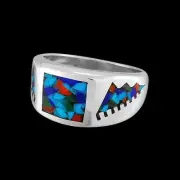 Size 12-925 Sterling Silver Mixed Gemstone Storm Ring, Southwestern Cloud...