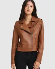 [Belle & Bloom] Just Friends Leather Jacket - Brown