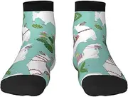 [CADREWY] Tropical Llama Alpaca Cactus Flower Print Breathable Comfortable Adult Sock For All Seasons Daily And Athletic