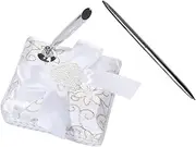 SHINEOFI Stylish Wedding Signing Pen Holder Western Wedding Signature Pen Stand Elegant Big Bowknot Ideal Anniversary Her