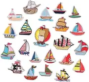 OSALADI 23pcs Cartoon Sailboat Embroidery Patches Decorative Cloth Appliques for Personalizing Clothing Bags and Costumes Easy Sew Design