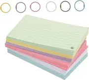 FIXOSHEE 1set Index Cards Rings Single Hole Punched Flashcards for Easy Studying Practical Memory and Note-Taking Includes Rings for Organization