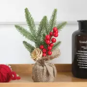 Artificial Spruce Christmas Tree in Pot with Pine Cones Red Berries and Snow
