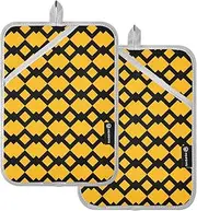 Large Pot Holders Heat Resistant Happy Halloween Black Yellow Potholders with Pockets Hot Pad Holder Oven Mitts 2 Pack
