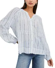 Rails Frances Relaxed Fit Linen Peasant Top