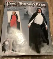 KANGAROO Long Hooded Cape Black Vampire Dracula Adult Halloween Costume