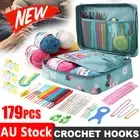 AU 179pcs DIY Crochet Hooks Kit Yarn Knitting Needles Tool Kits Storage Case OZ