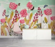 3D Floral Butterfly Wallpaper Wall Mural Removable Self-adhesive 947