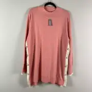 Chicos Tunic Sweater Size 4 US 2XL Mellow Rose Pink Side Buttons Pullover
