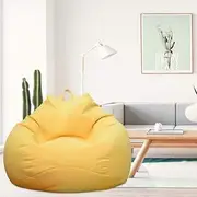 Bean Bag Cover (Without Filler) Bean Bag Sofa Couch Cover High Back Lazy Sofa Bean Bags Plush Toy Storage Bag Clothes Organizer Bean Bag Chair Cover for Adults Kids (XL: 39.4 x 47.2in, Yellow)