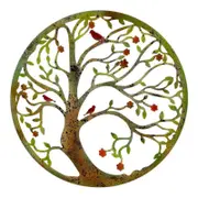 Willow & Silk Round Laser Cut Tree of Life w/Red Birds Home Decor 45x0.65x45cm