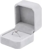 [Hileyu] Velvet Ring Box for Engagement Ring Grey Ring Boxes for Jewellery Gift Small Single Velvet Ring Gift Boxes Ring Box Wedding Day Wedding Ring Boxes for Ceremony Men and Women
